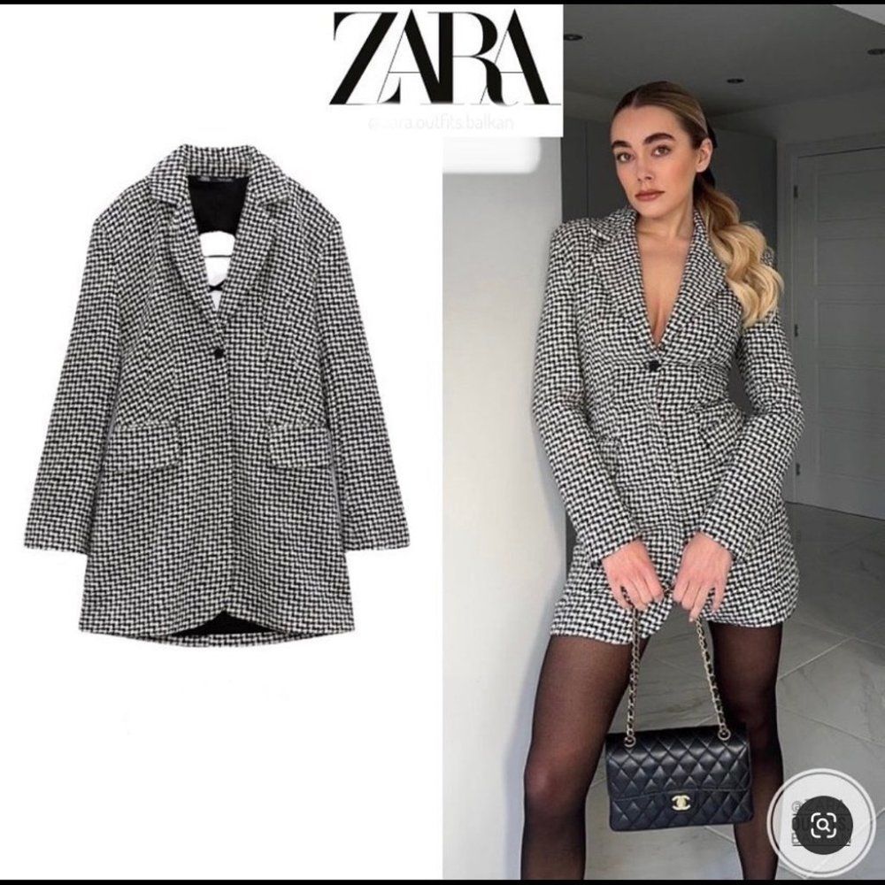 ZARA HOUNDSTOOTH BLAZER DRESS